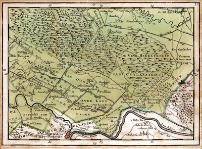 203068 Kaart van de vrije heerlijkheid van Zuilenstein en het gerecht van Doorn, met linksonder de stad Wijk bij Duurstede.